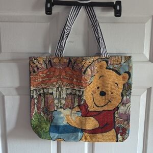 Adorable Winnie the Pooh Tapestry Tote Bag, New, 17×14 Inches